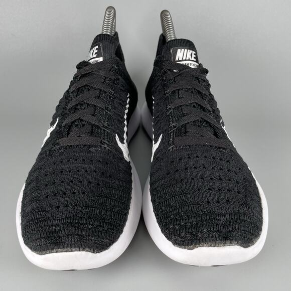 Nike Free RN Flyknit Women’s 6.5 Black White Athletic Running Shoes Sneakers GUC - Picture 2 of 9